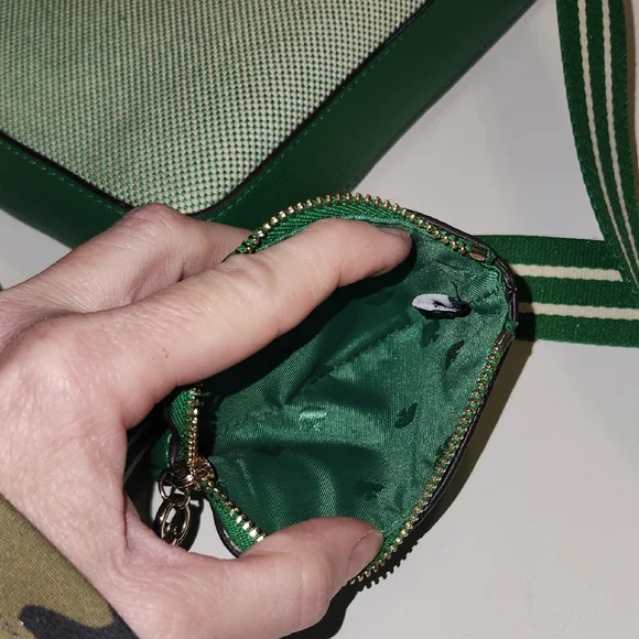 Kate Spade Green Crossbody Bag with Two-Tone Design Leather and Tweed - Picture 4 of 7